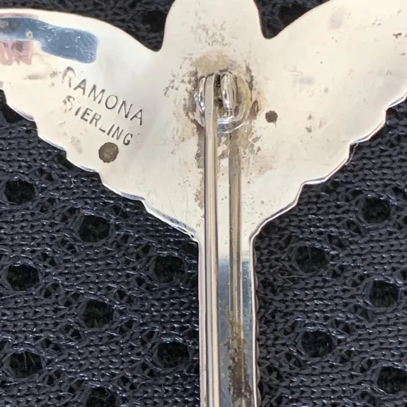 Sterling Malachite Dragonfly Pin. - Picture 4 of 6